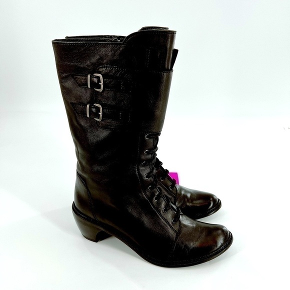 STUART WEITZMAN BLACK LACE UP BOOTS Size 7 M - Picture 5 of 14